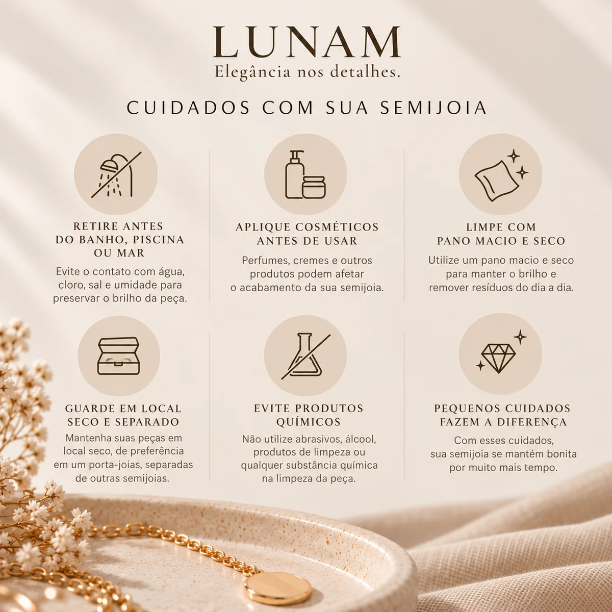 Guia LUNAM de cuidados com a semijoia